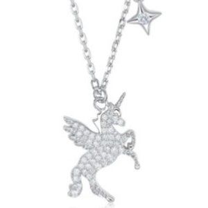 Unicorn clavicle chain sterling silver pendant
